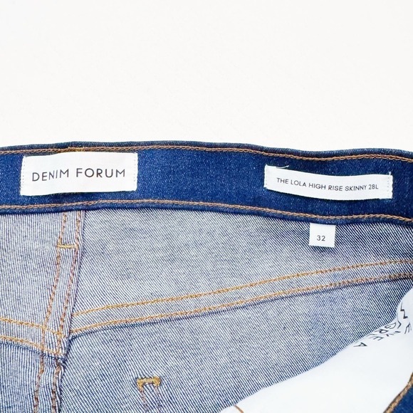 Denim Forum Aritizia The Lola High Rise Skinny 28L Dark Wash Size 32 - Picture 3 of 10